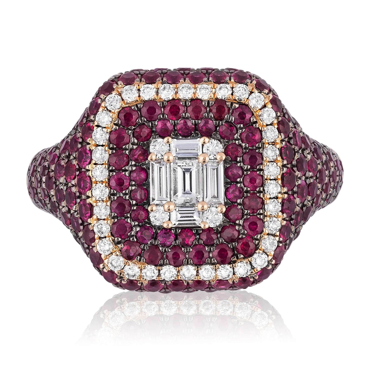 Rings Rose Gold Ruby & Diamond Square Ring Wrist Aficionado