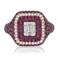 Thumbnail for Rings Rose Gold Ruby & Diamond Square Ring Wrist Aficionado