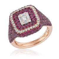 Thumbnail for Rings Rose Gold Ruby & Diamond Square Ring Wrist Aficionado