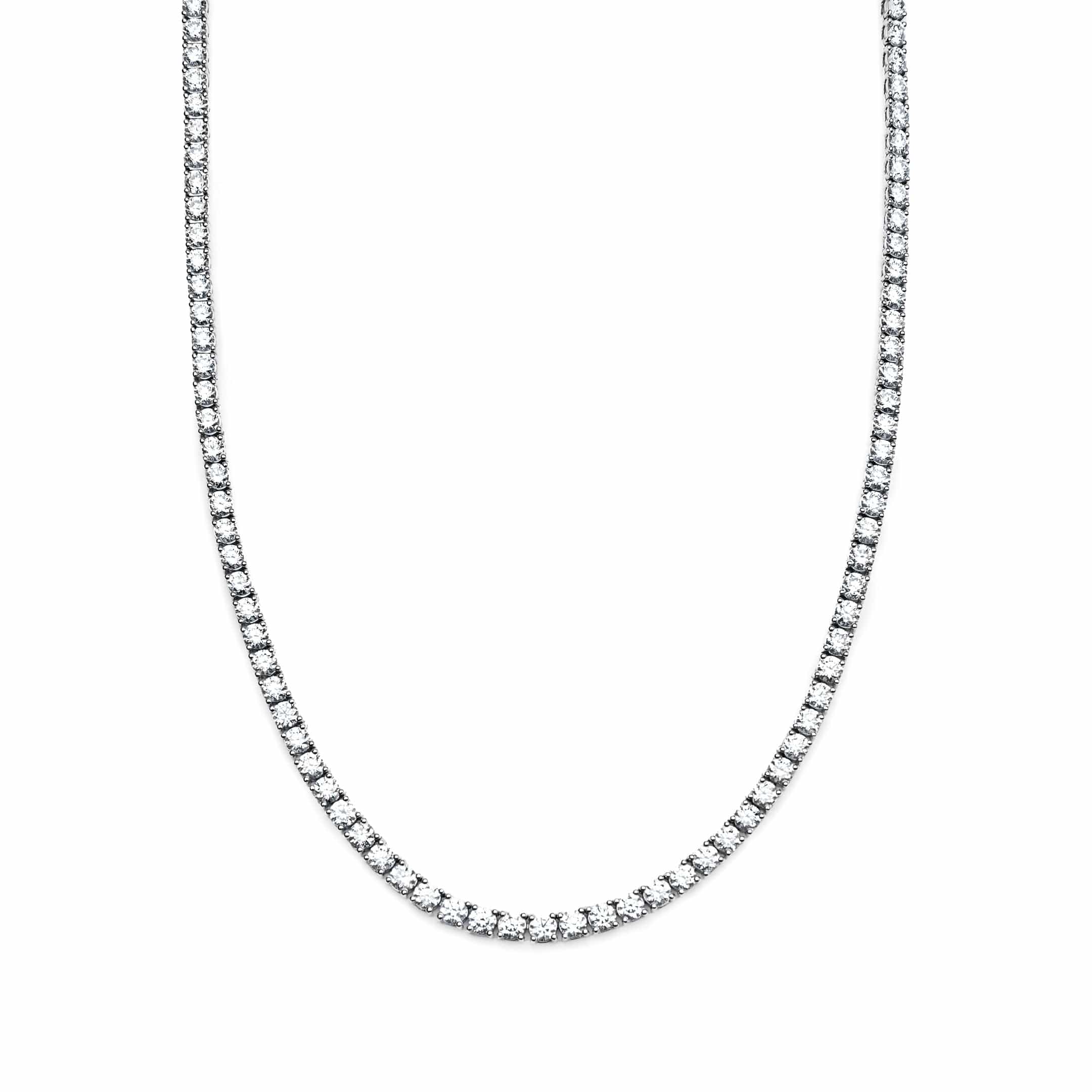 Round Diamond White Gold Tennis Necklace Wrist Aficionado