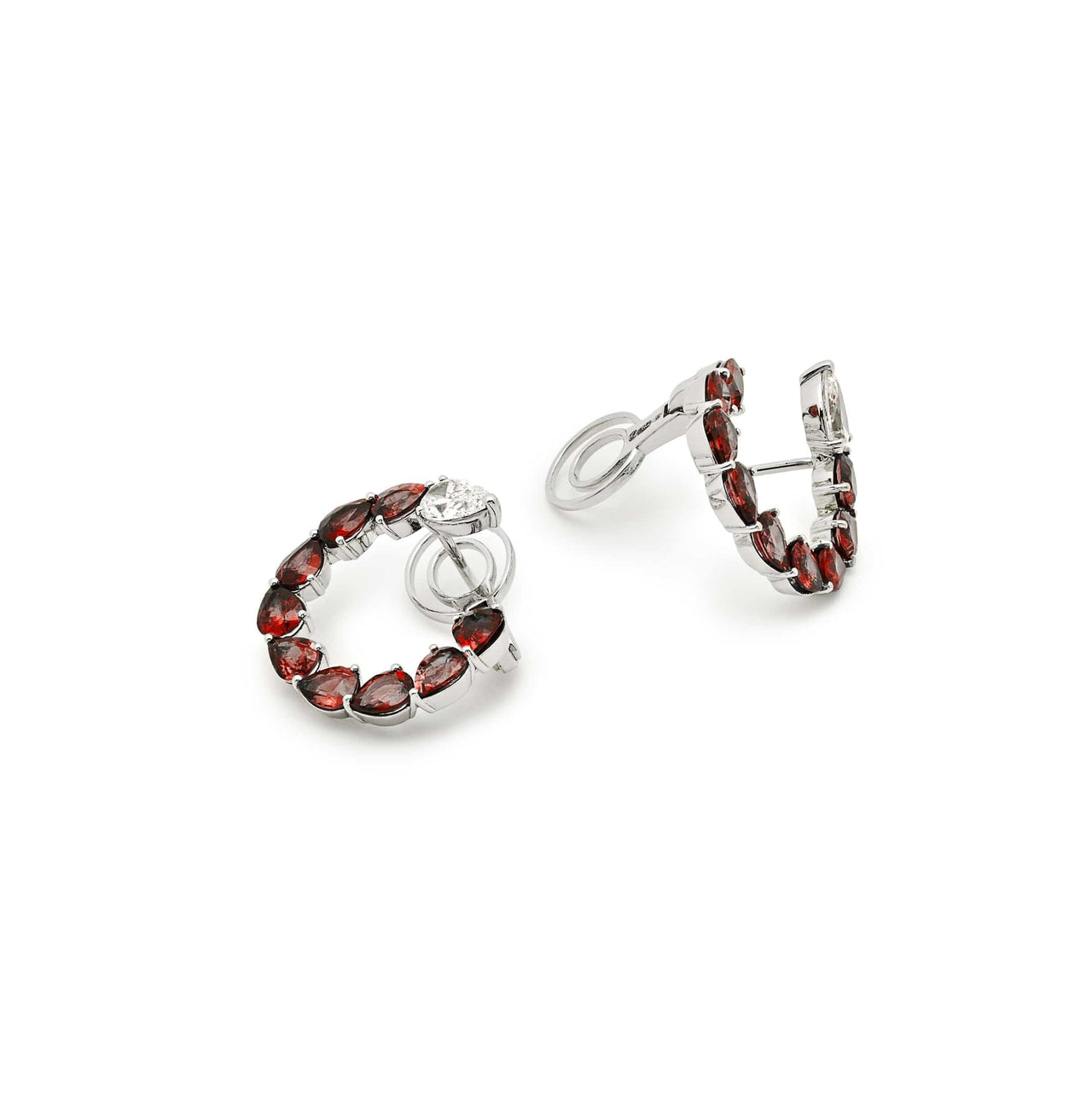 Ruby and Diamond Pear-Shaped Hoop Earrings