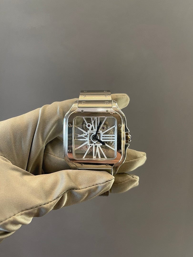 Luxury Watch Santos de Cartier Skeleton Stainless Steel WHSA0015 Wrist Aficionado