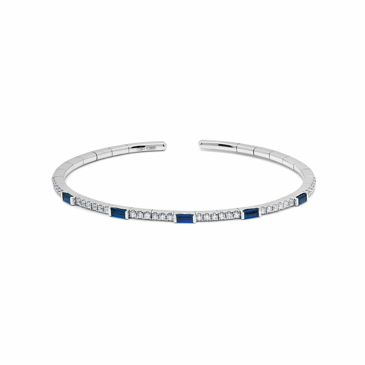 Sapphire and Diamond Flexible Cuff Bracelet