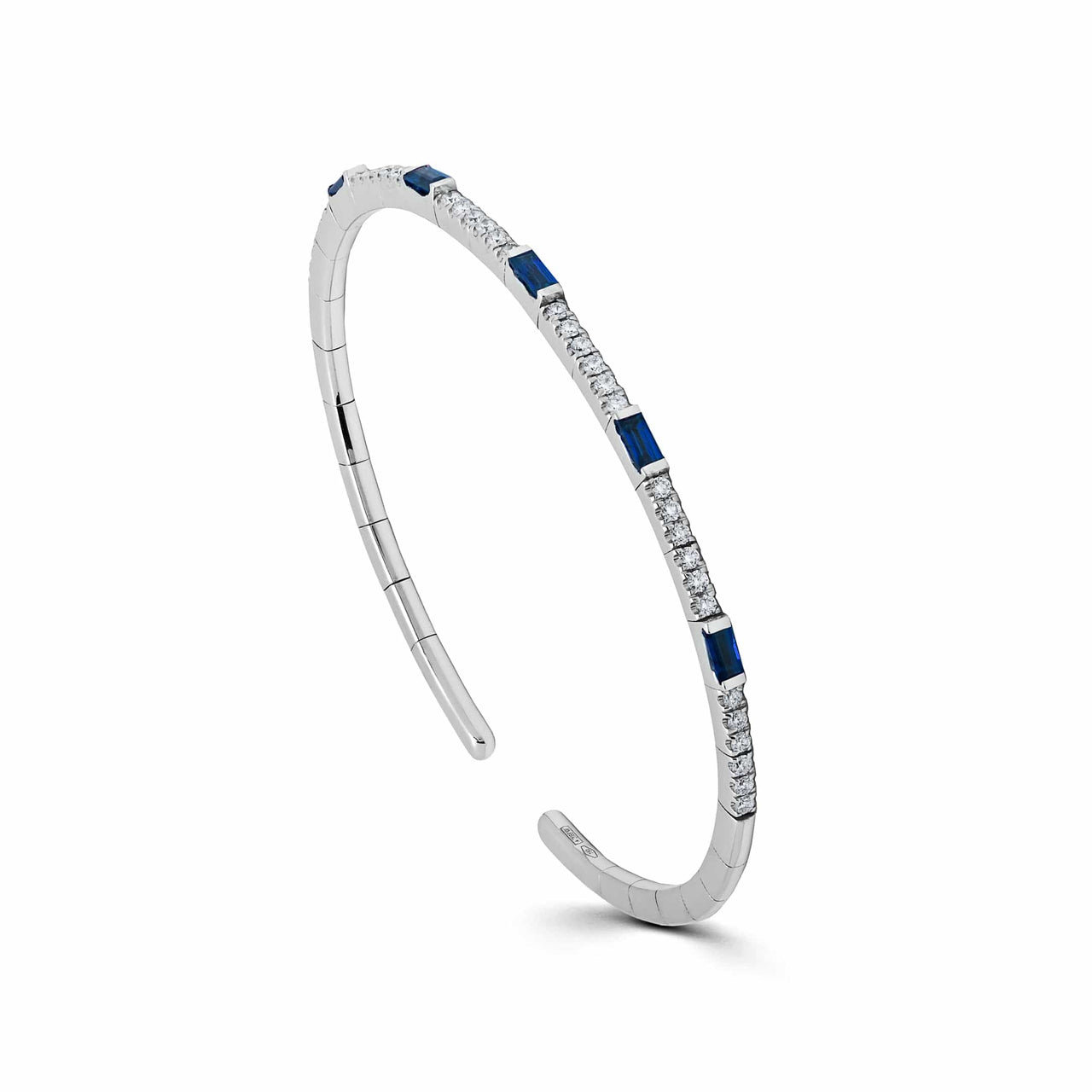 Sapphire and Diamond Flexible Cuff Bracelet