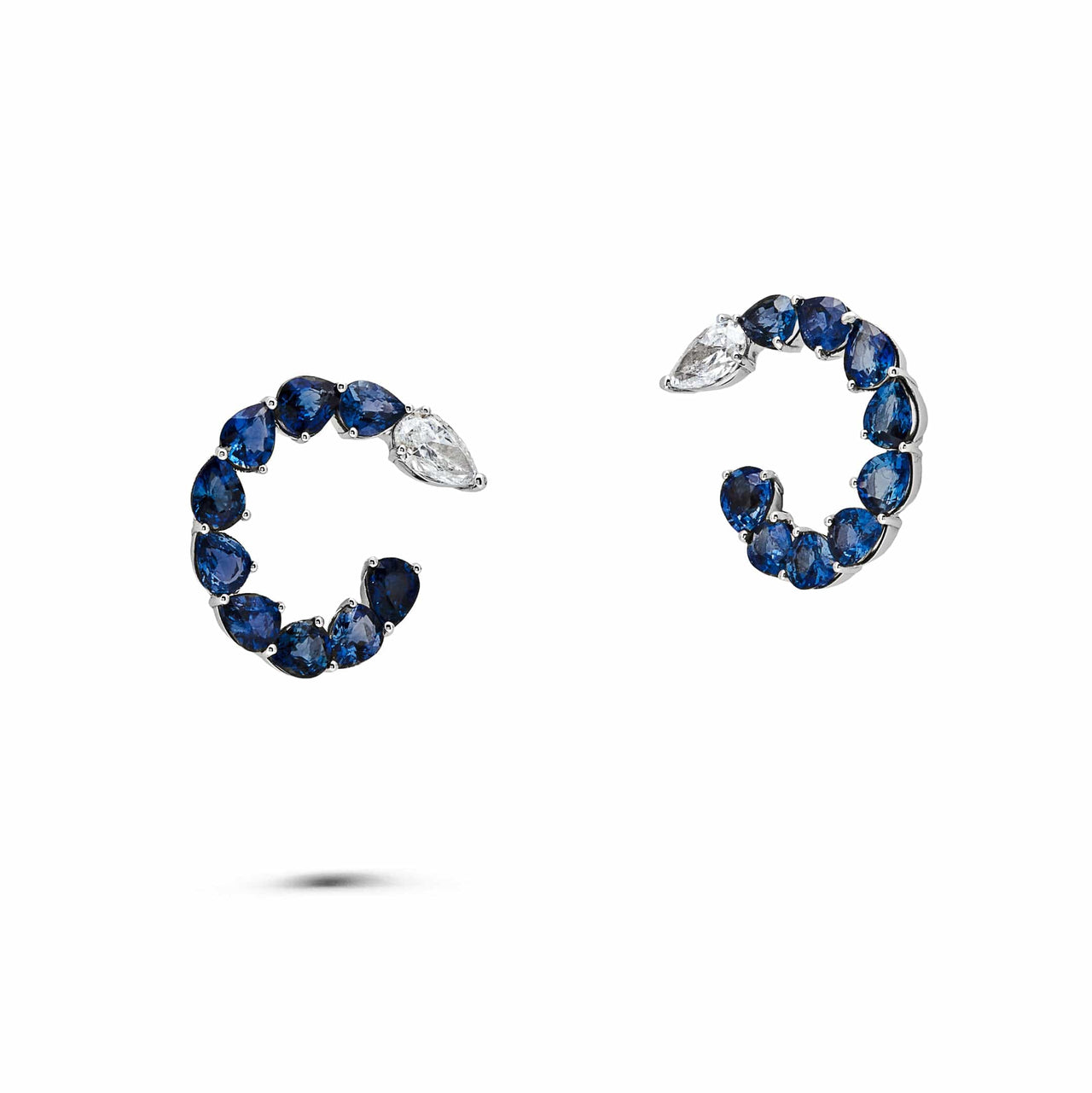 Sapphire and Diamond Pear-Shaped Hoop Earrings