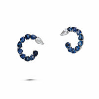 Thumbnail for Sapphire and Diamond Pear-Shaped Hoop Earrings