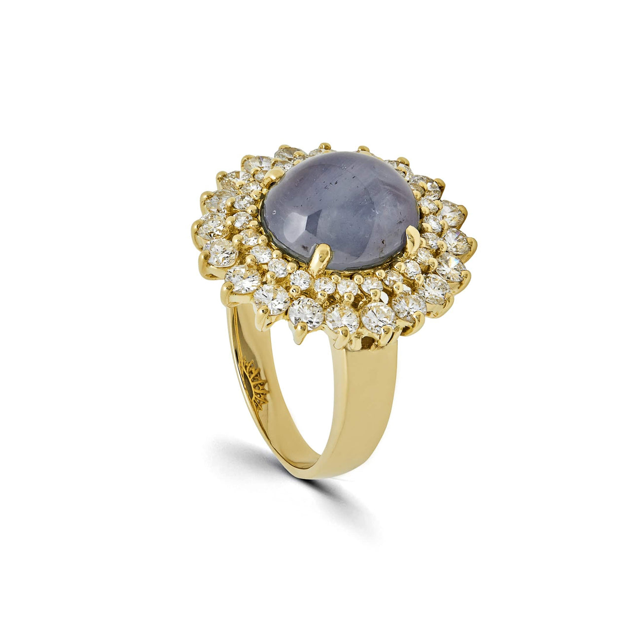 Sapphire and Round Diamond Yellow Gold Ring