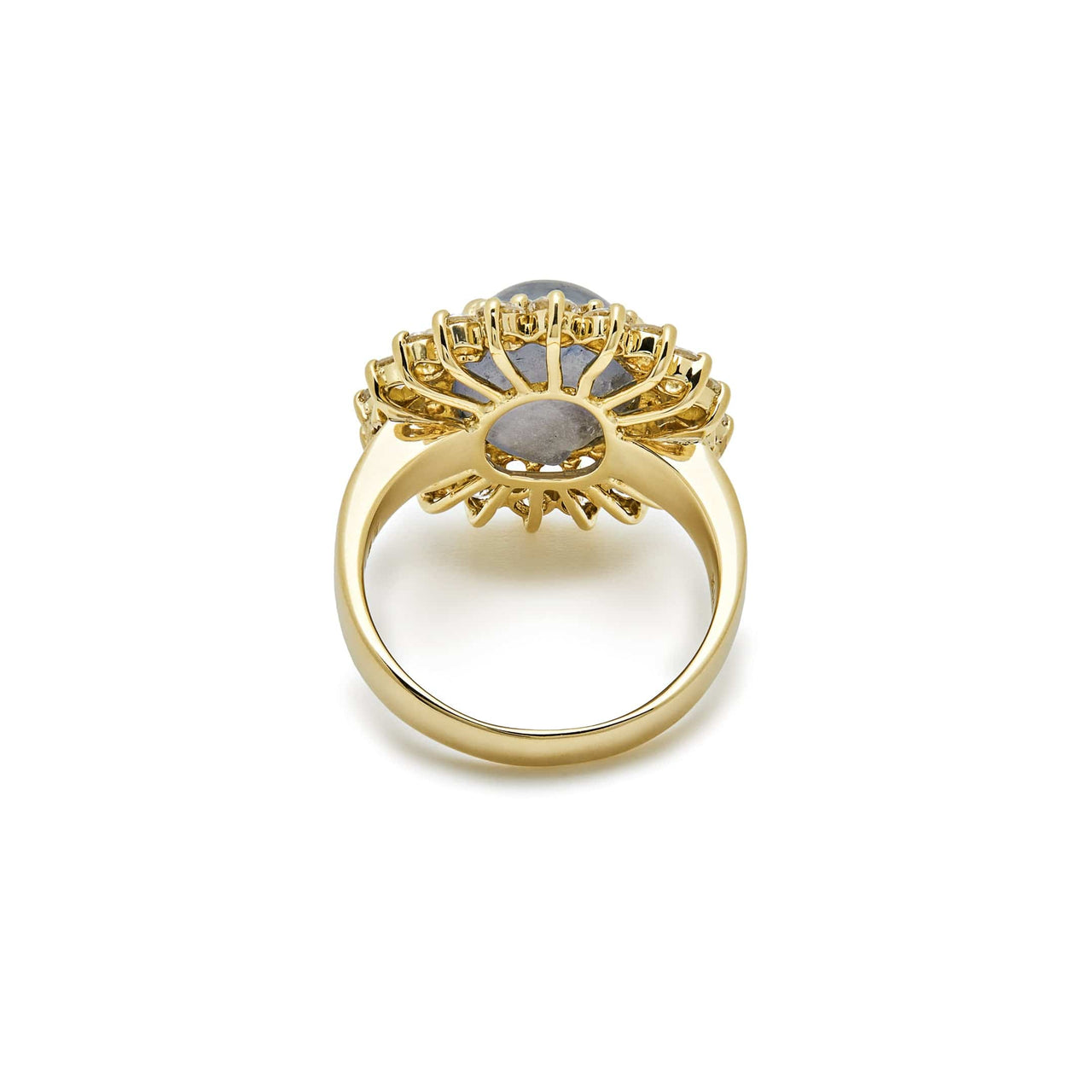 Sapphire and Round Diamond Yellow Gold Ring