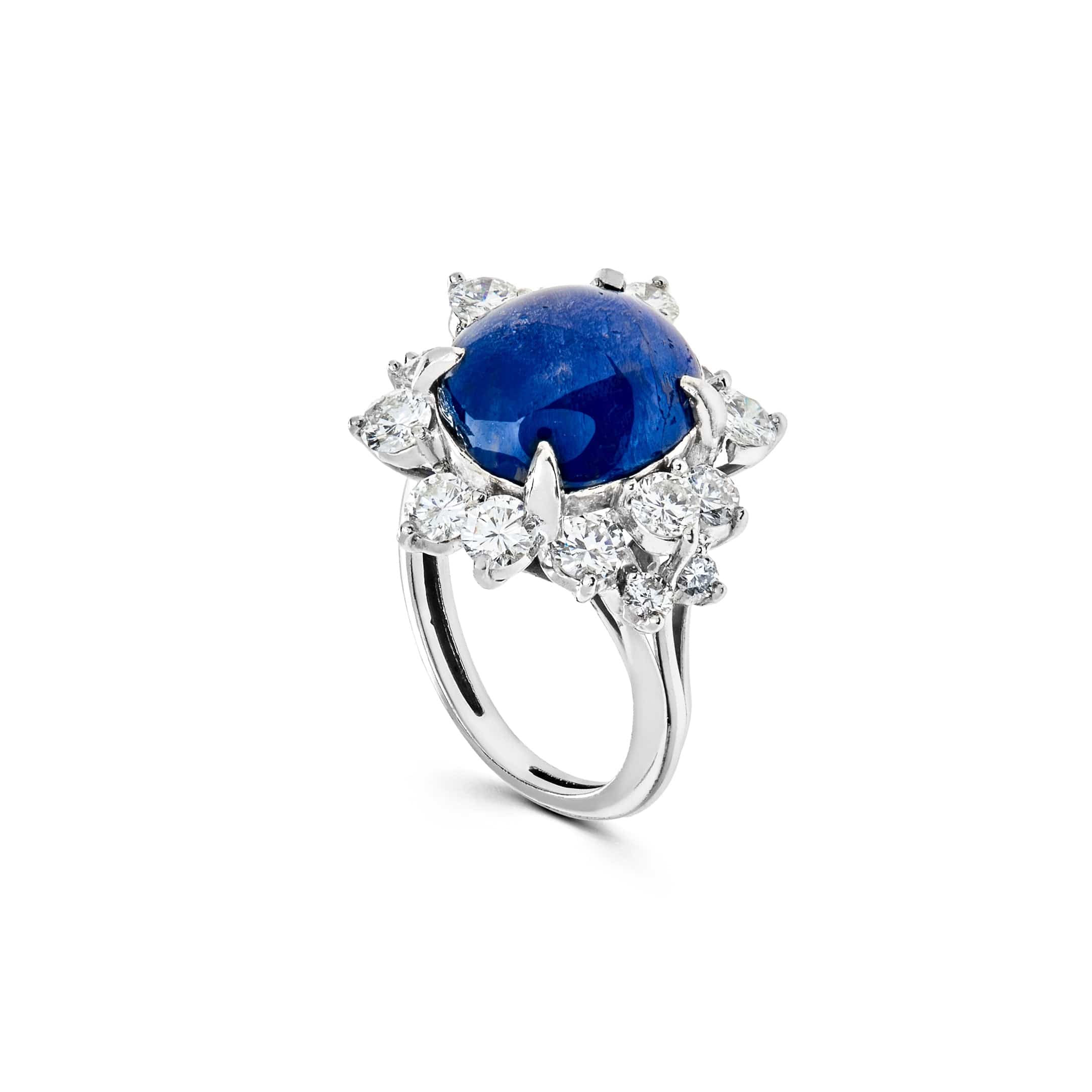 Sapphire Cabochon Cut and Diamond Star Ring – Wrist Aficionado
