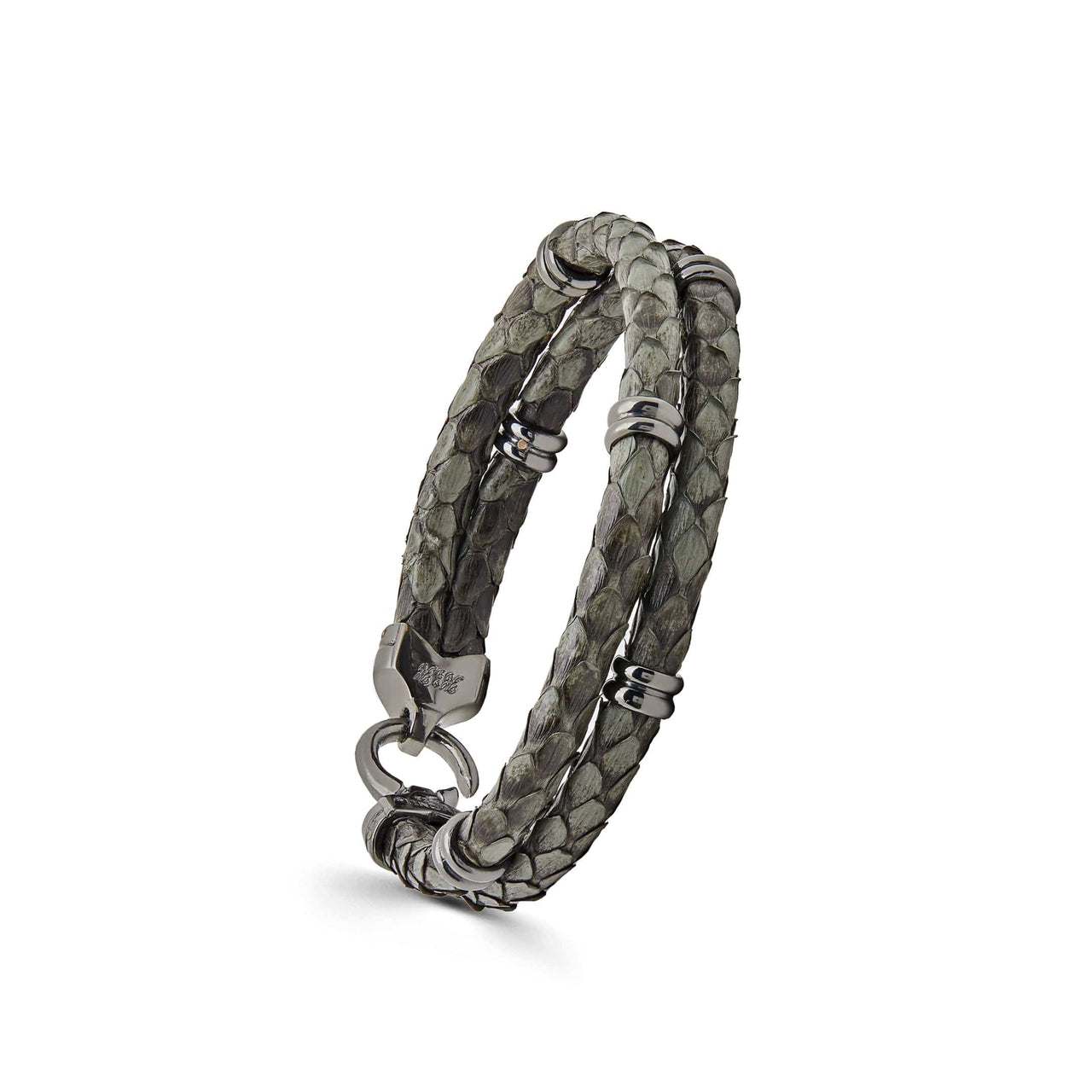 Silver Python With Black Plated Pendants Bracelet