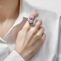 Thumbnail for Solitaire Kunzite Diamond Halo Ring