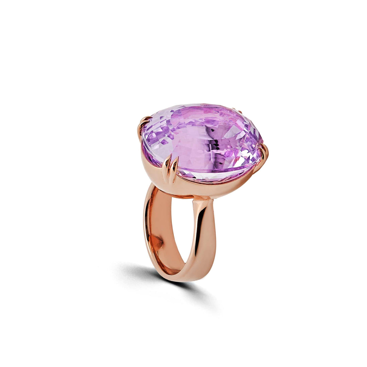 Solitaire Oval Kunzite Ring
