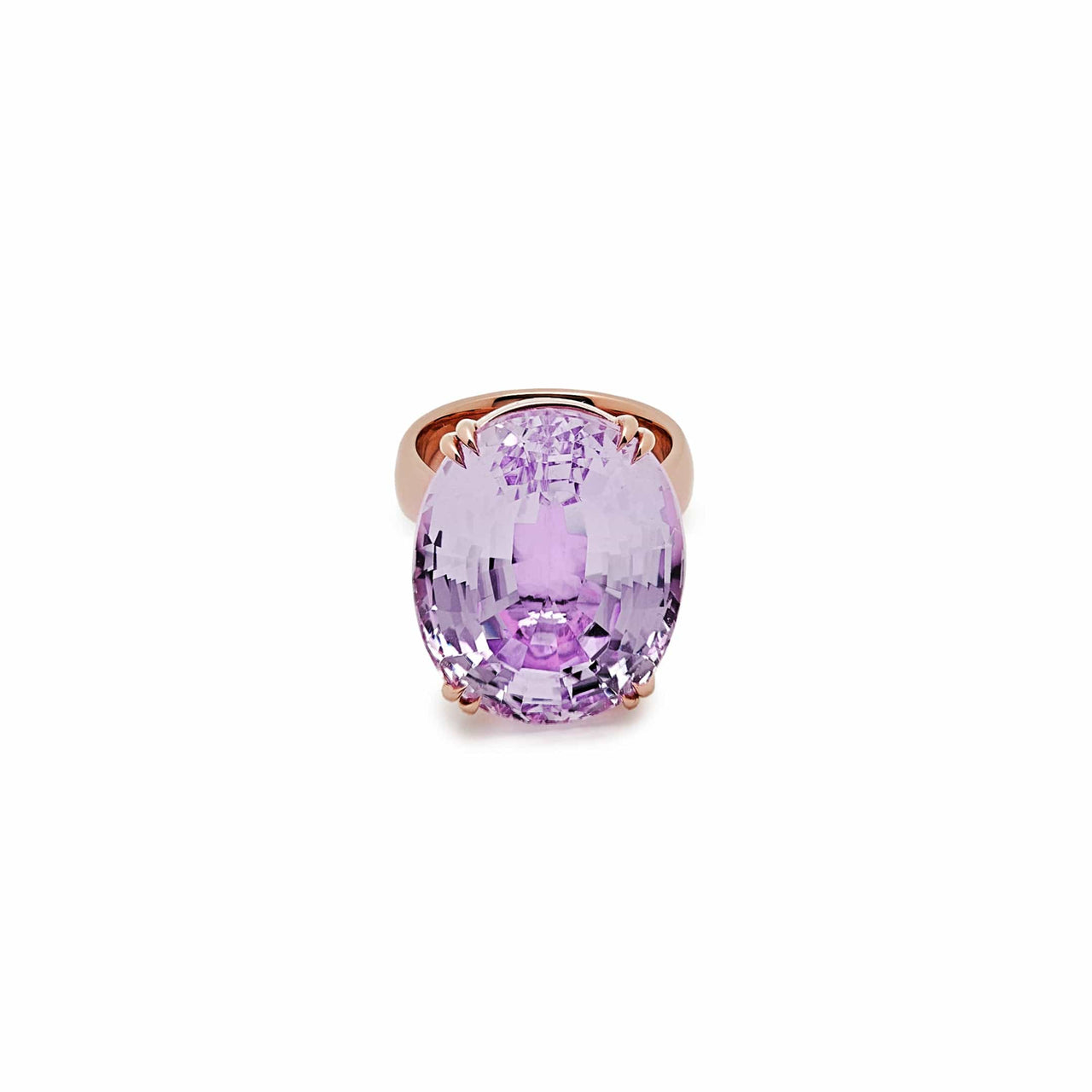 Solitaire Oval Kunzite Ring