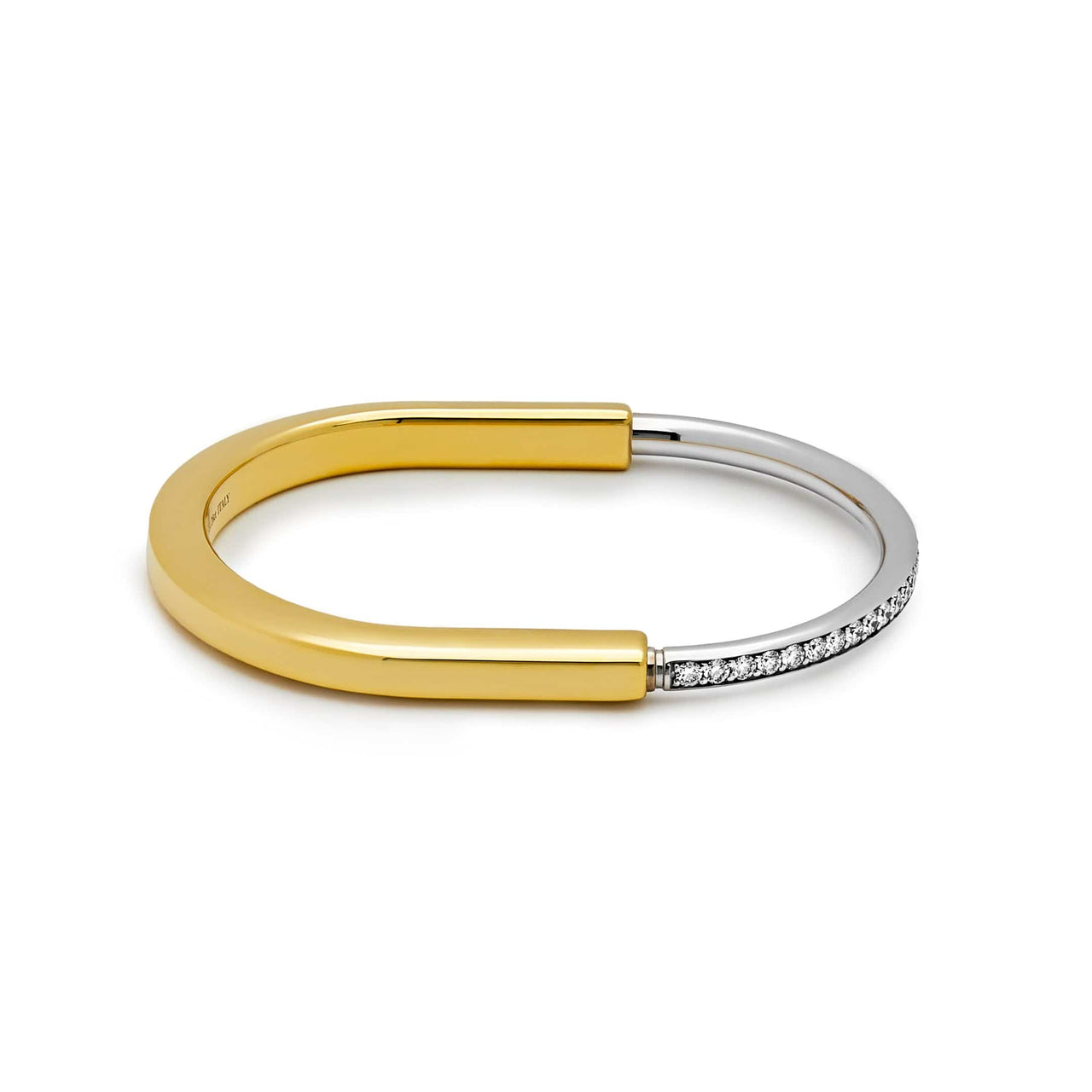 Tiffany & Co. Lock Bangle in Yellow and White Gold with Half Pave Diamonds Wrist Aficionado