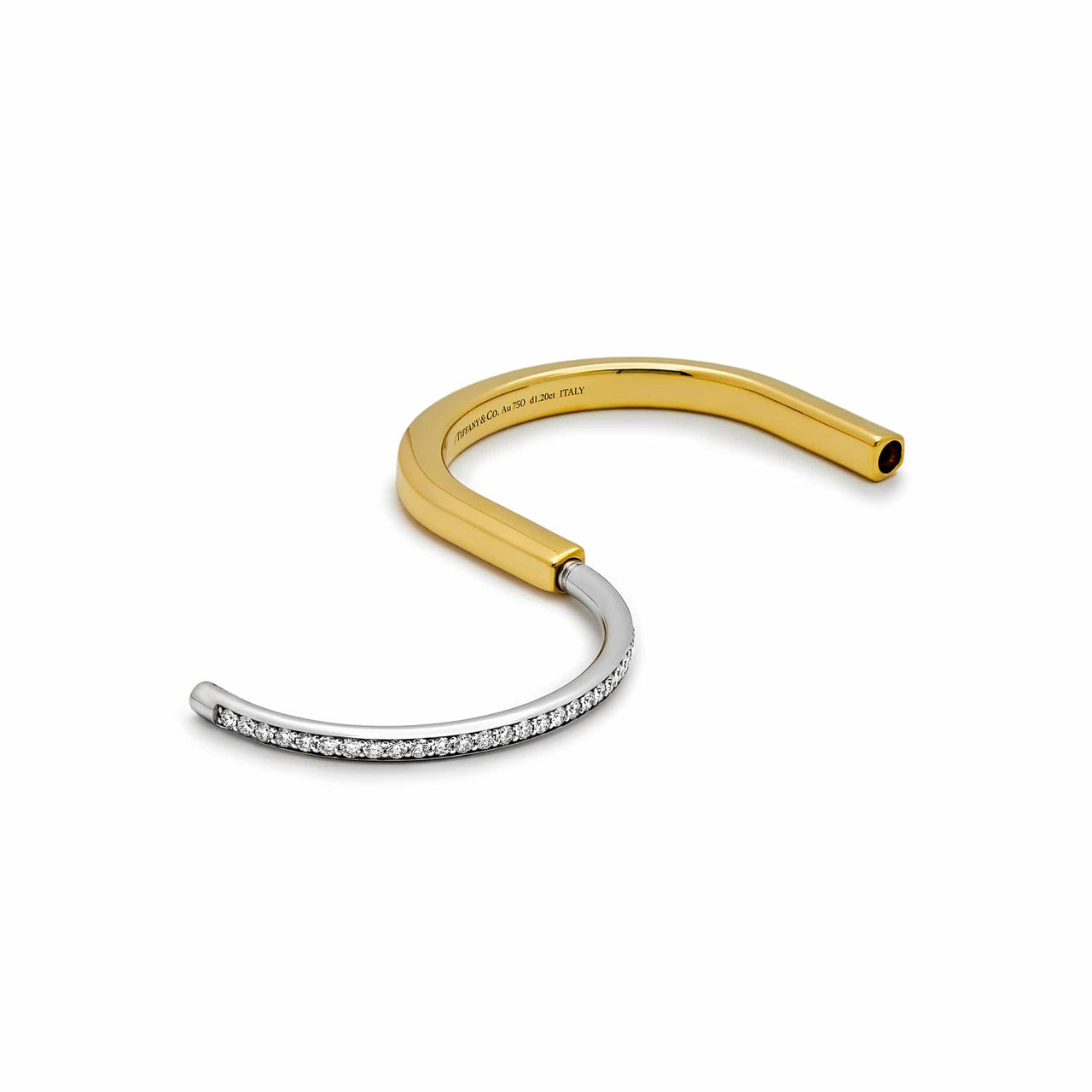 Tiffany & Co. Lock Bangle in Yellow and White Gold with Half Pave Diamonds Wrist Aficionado