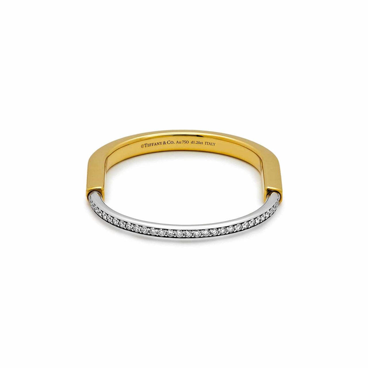 Tiffany & Co. Lock Bangle in Yellow and White Gold with Half Pavé 