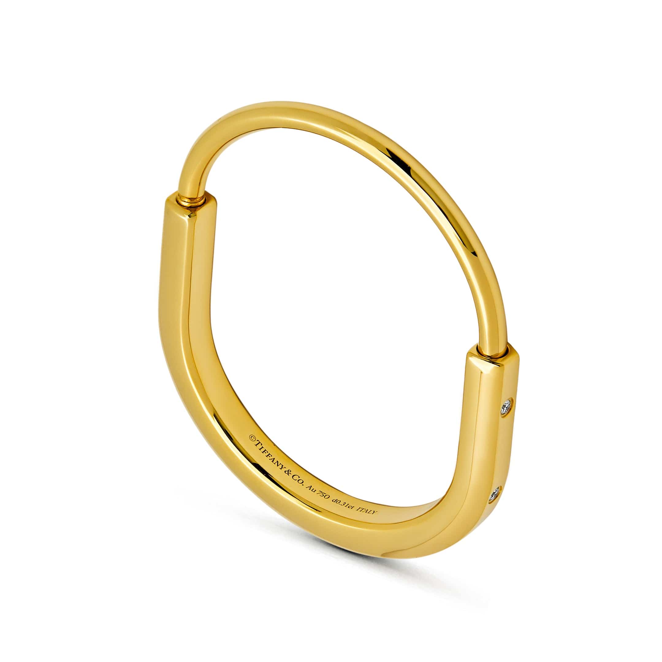 Tiffany & Co.  Lock Bangle in Yellow Gold with Diamond Accents Wrist Aficionado