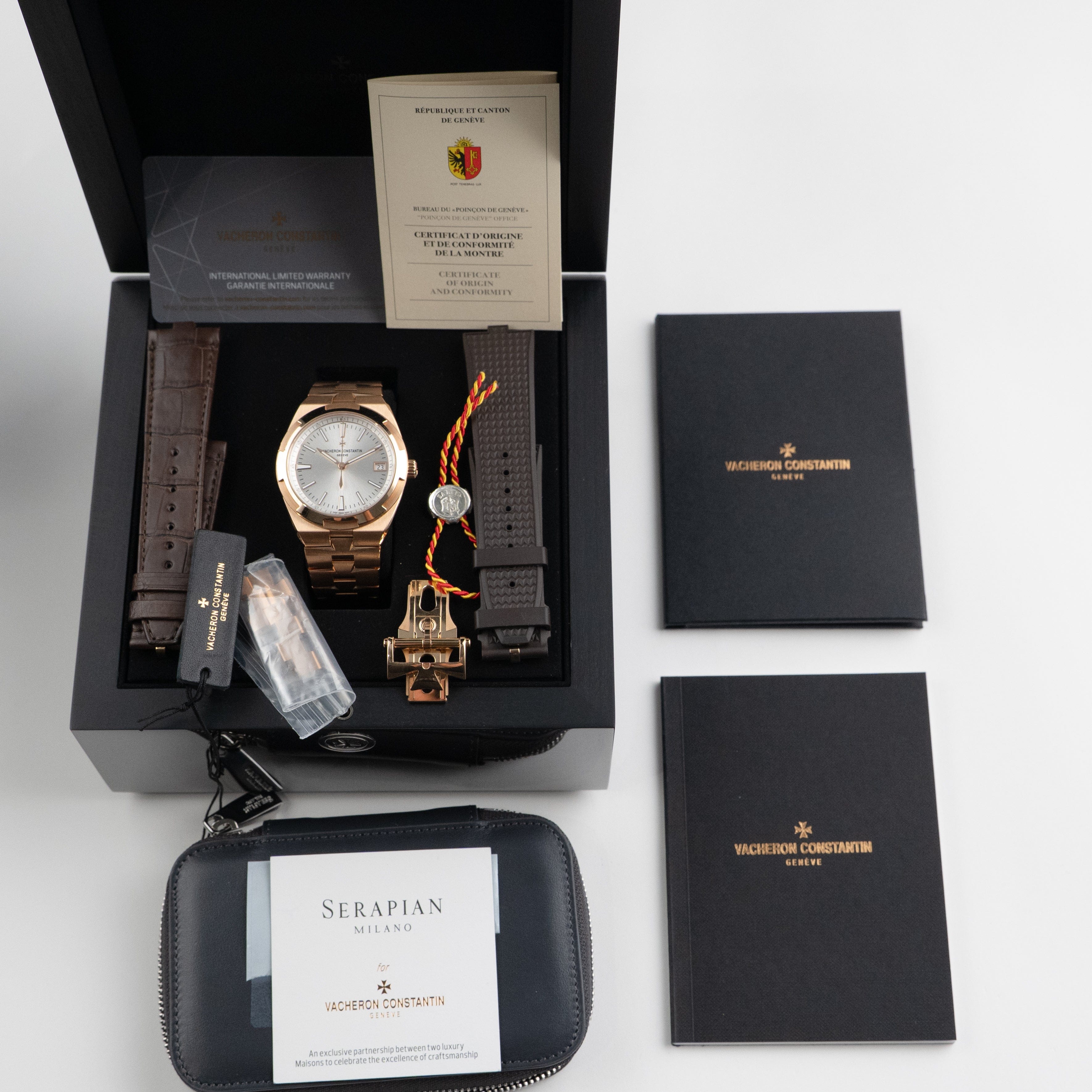 VACHERON CONSTANTIN 箱 Vacheron Constantin Overseas 4500V/000R-B127 Rose Gold Silver Dial