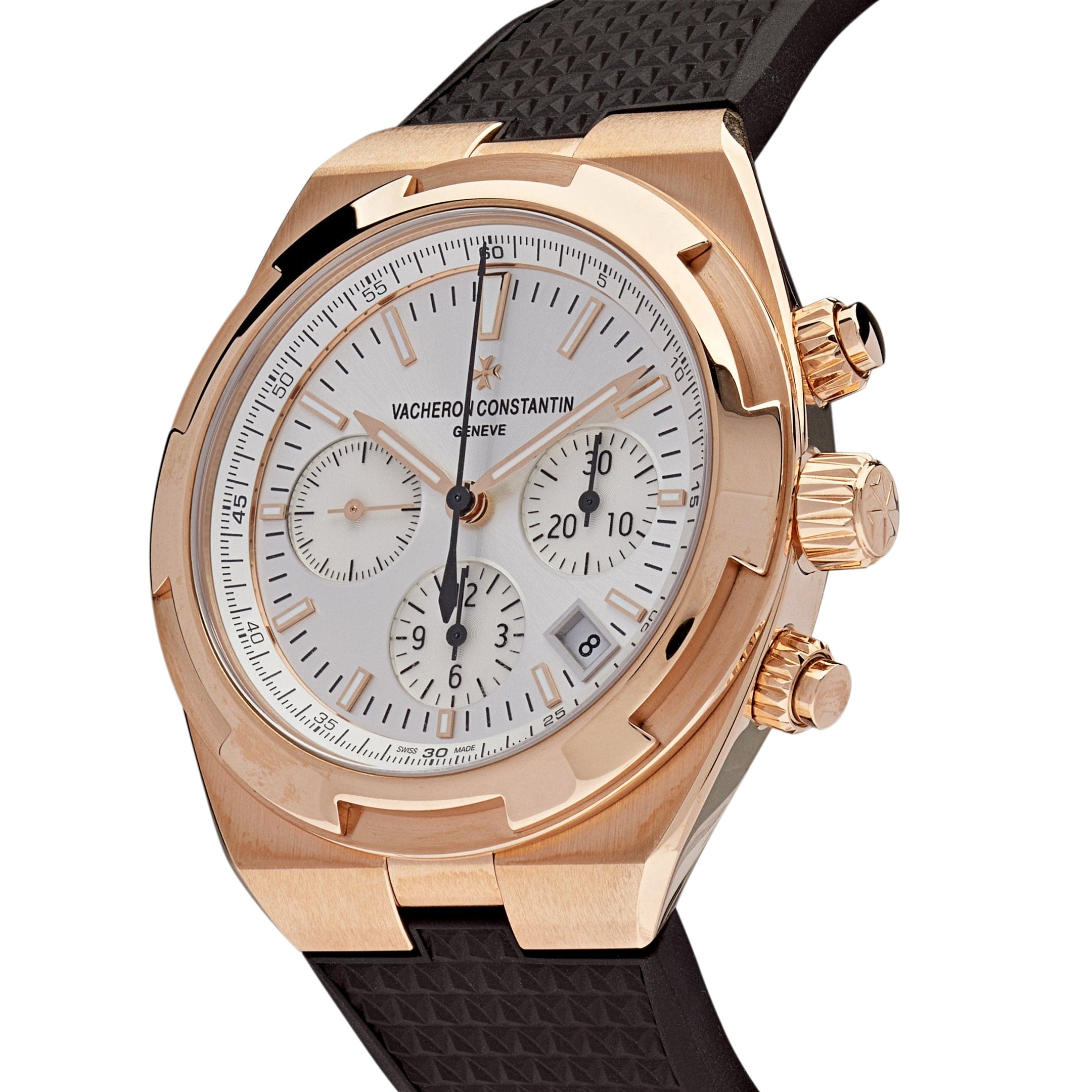 Vacheron Constantin Overseas Chronograph Rose Gold White Dial 5500V/000R-B074 Wrist Aficionado