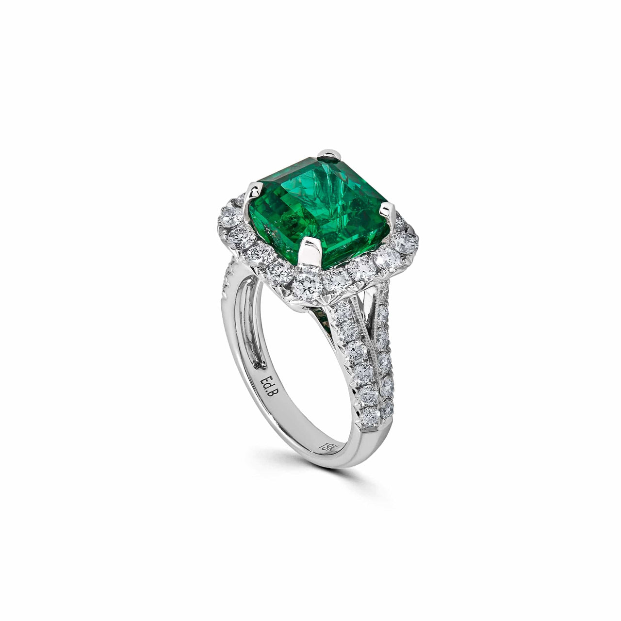 Vivid Green Emerald Octagon Ring