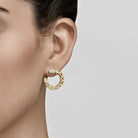 White and Yellow Diamond Hoop Earrings