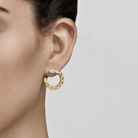Thumbnail for White and Yellow Diamond Hoop Earrings
