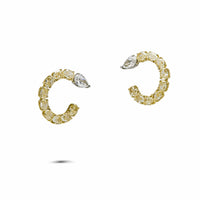Thumbnail for White and Yellow Diamond Hoop Earrings