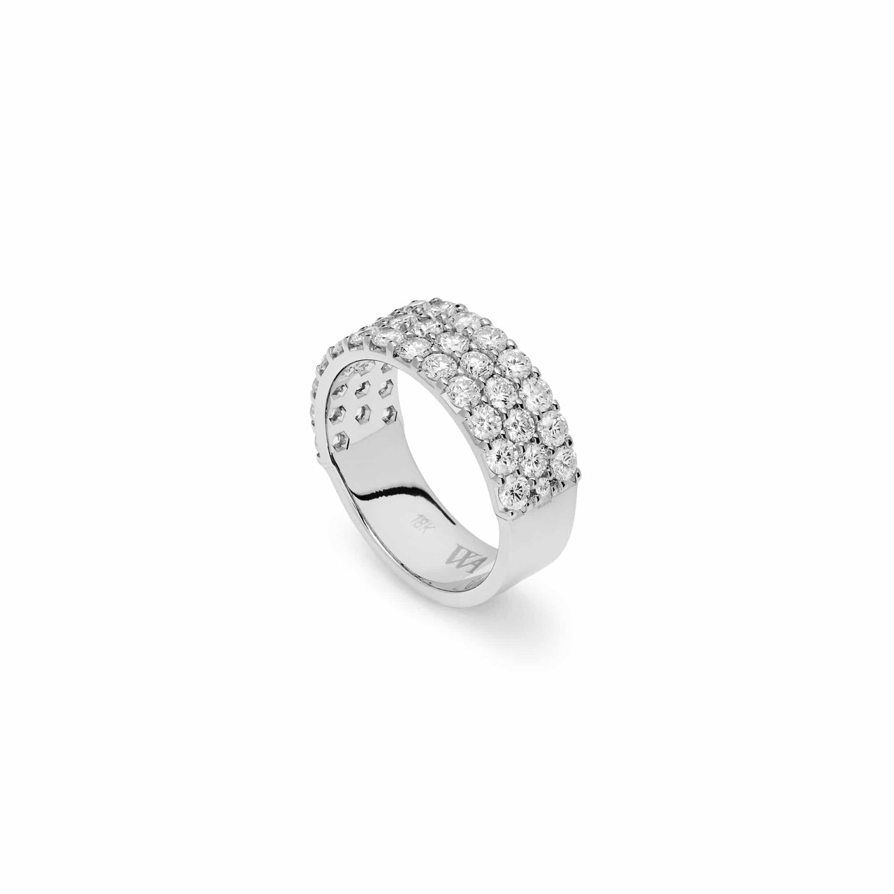 White Diamond Three-Row Ring