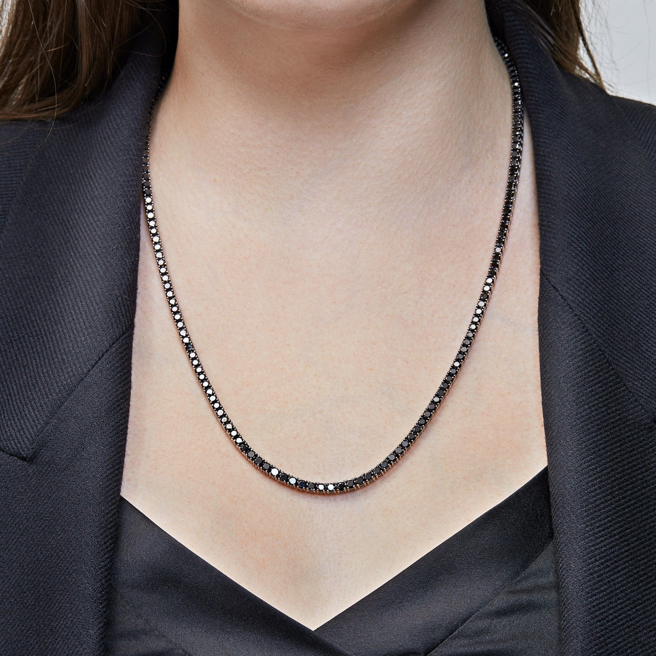 White Gold Black Diamonds Necklace