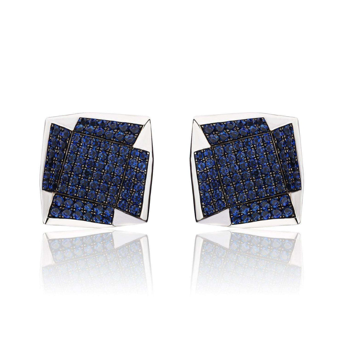 White Gold and Blue Sapphire Cufflinks