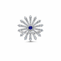 Thumbnail for Rings White Gold Blue Sapphire, White Diamonds Flower Ring Wrist Aficionado
