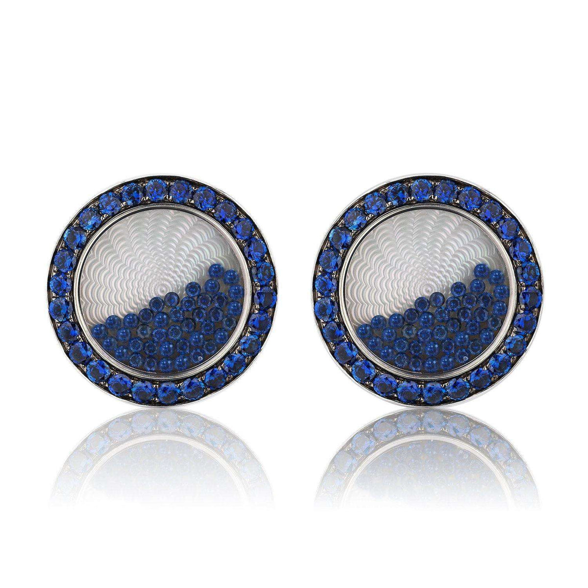 White Gold Cufflinks - 18k Pinctada Maxima - Côtes de Genève Pattern