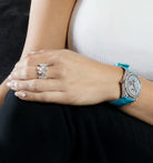 White Gold Diamond Flower Ring Wrist Aficionado