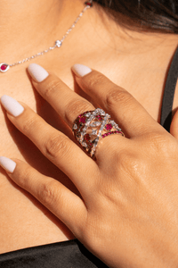 Thumbnail for Rings White Gold Diamond & Ruby Ring Wrist Aficionado