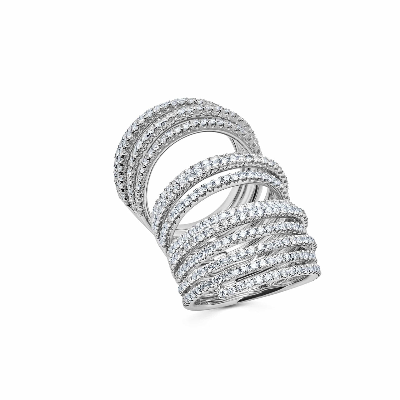 Rings White Gold Diamond Set Attached Stacking Rings Wrist Aficionado