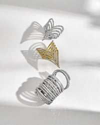 Thumbnail for Rings White Gold Diamond Set Attached Stacking Rings Wrist Aficionado