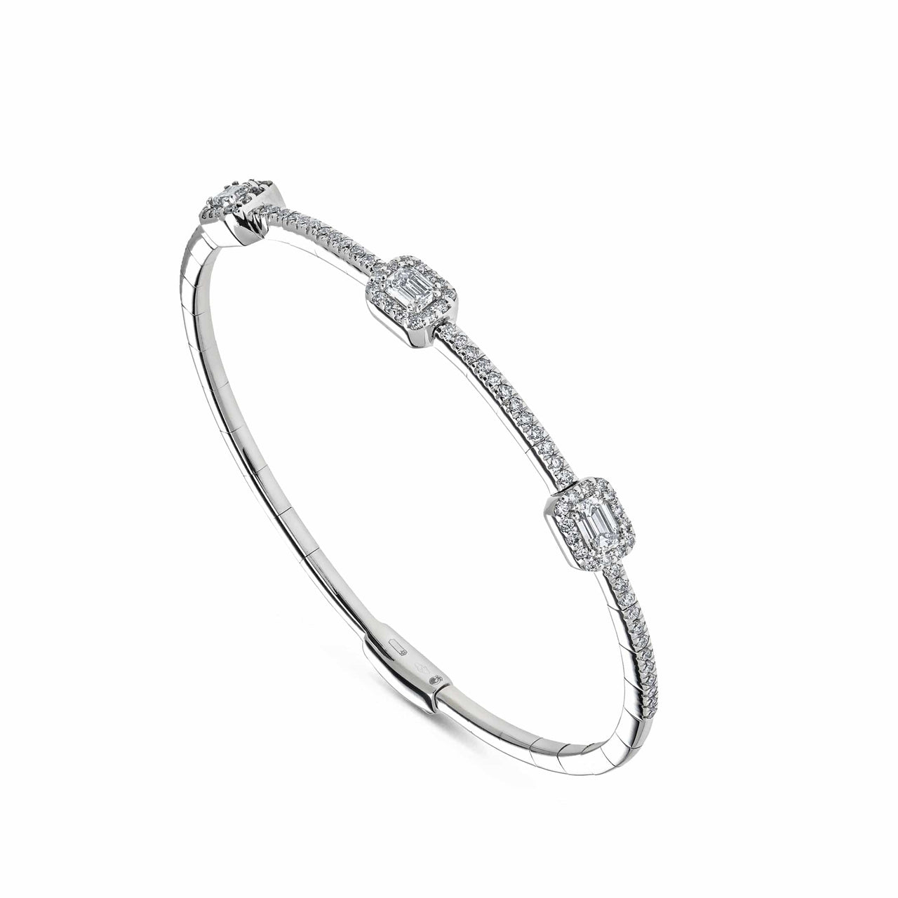 Bracelets White Gold Emerald Cut Diamond Bangle Wrist Aficionado
