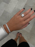 Bracelets White Gold Pave Diamond Cuban Link Cuff Wrist Aficionado