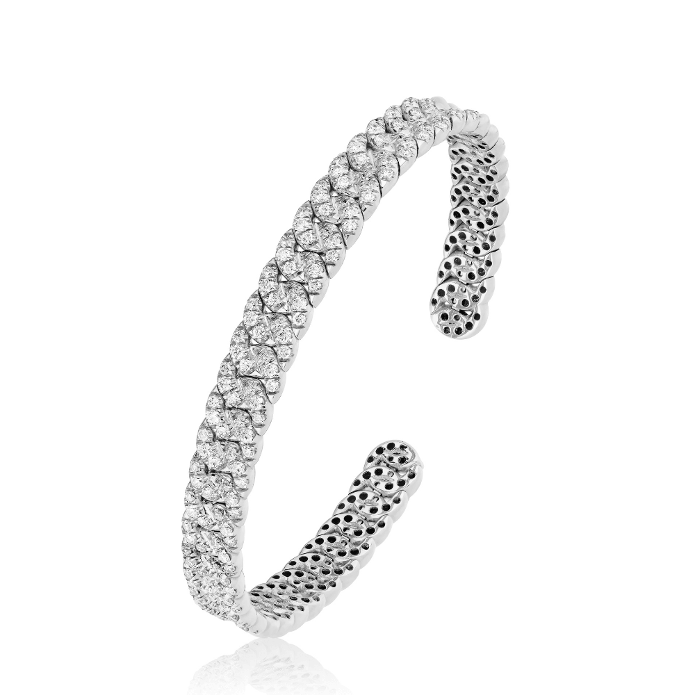 Bracelets White Gold Pave Diamond Cuban Link Cuff Wrist Aficionado