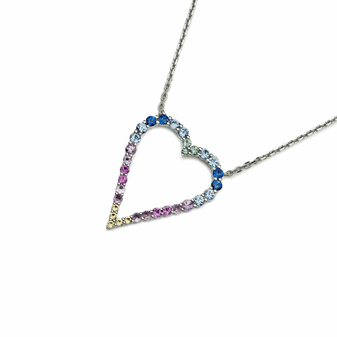 White Gold Rainbow Heart Pendant