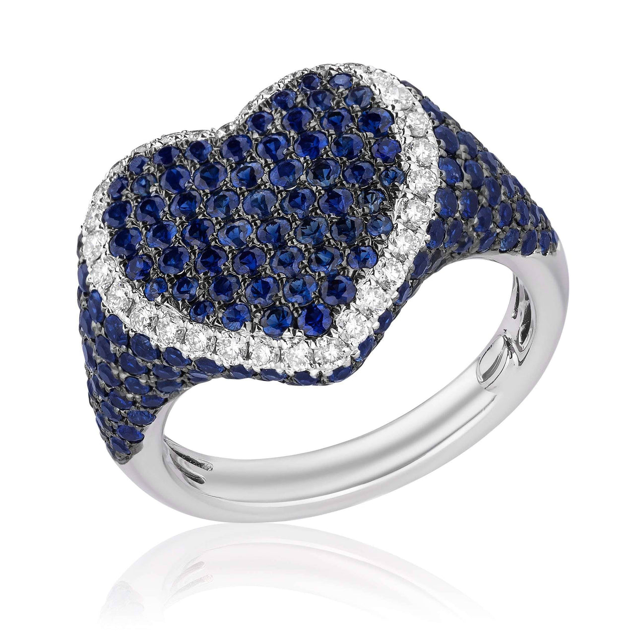Rings White Gold Sapphire & Diamond Heart Ring Wrist Aficionado
