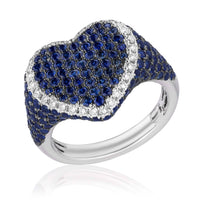 Thumbnail for Rings White Gold Sapphire & Diamond Heart Ring Wrist Aficionado