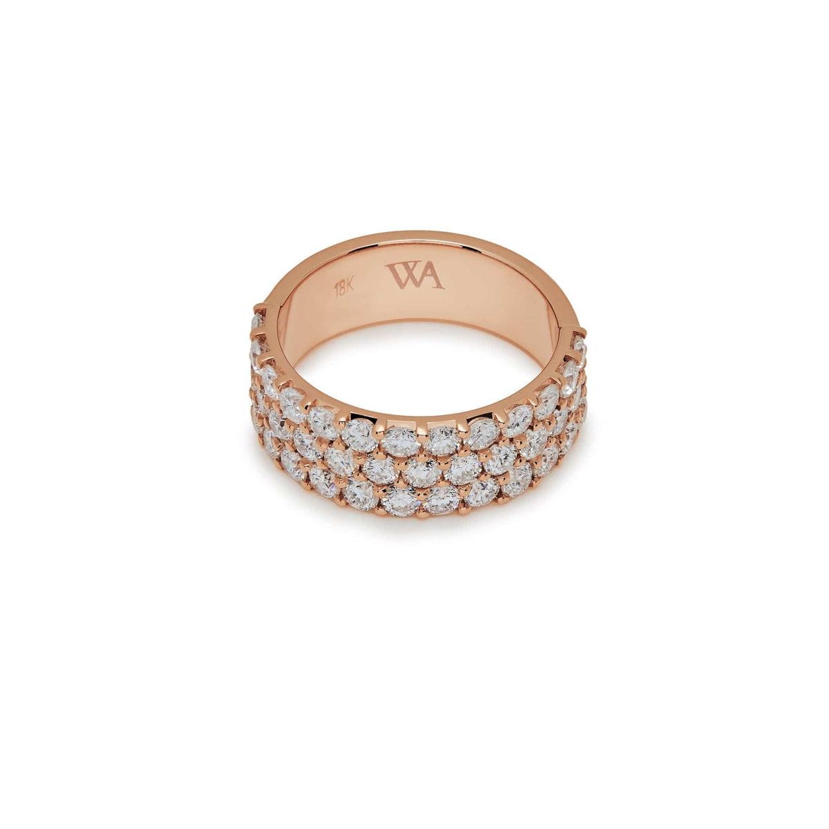 White Diamond Three-Row Ring
