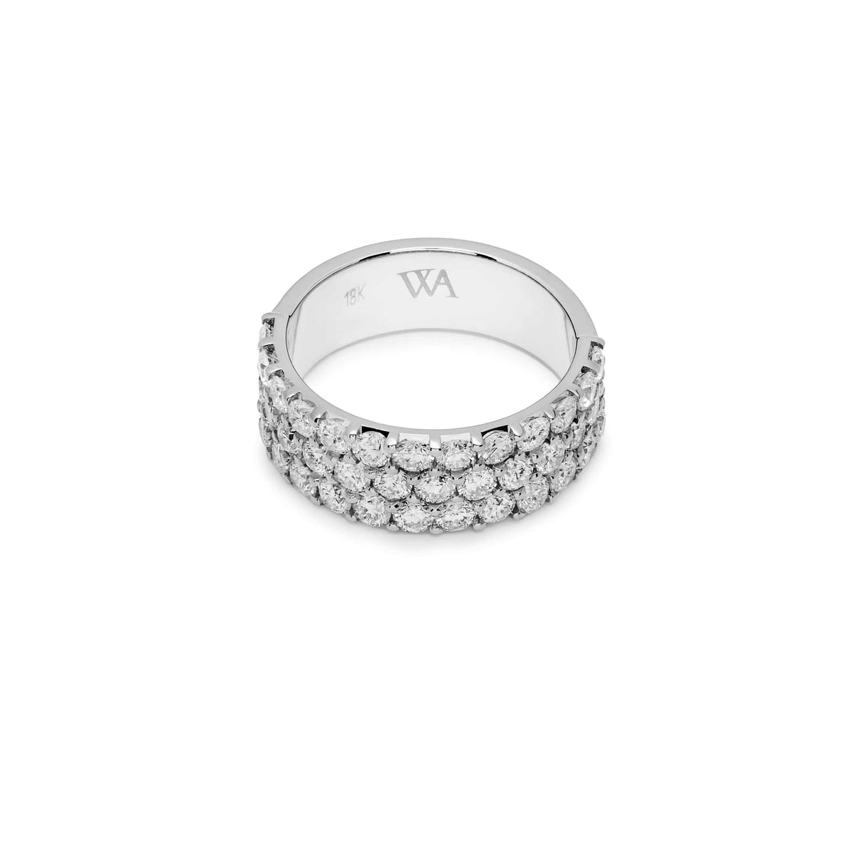 White Diamond Three-Row Ring