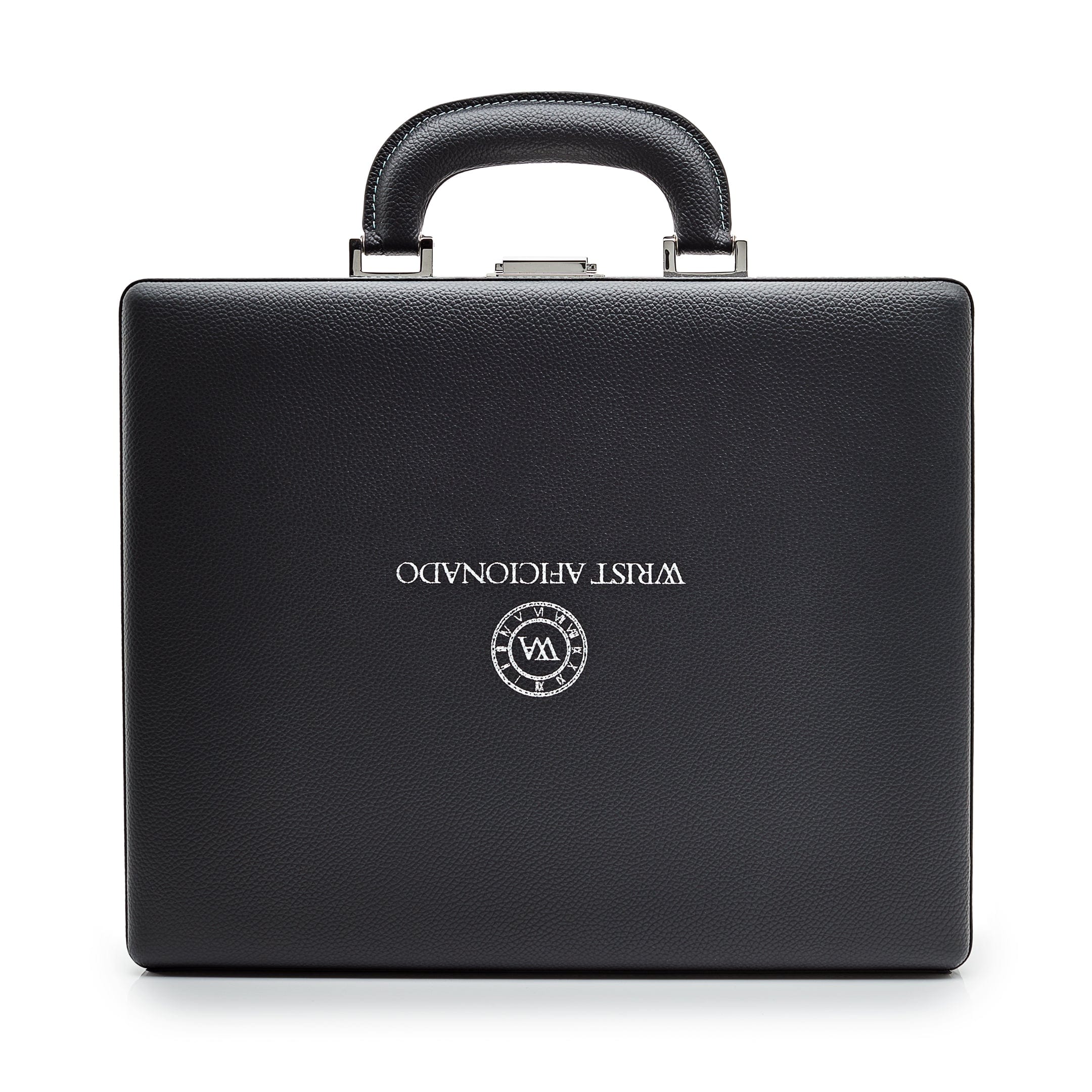 Wrist Aficionado Full-Grain Leather 8-Piece Travel Watch Case Black an