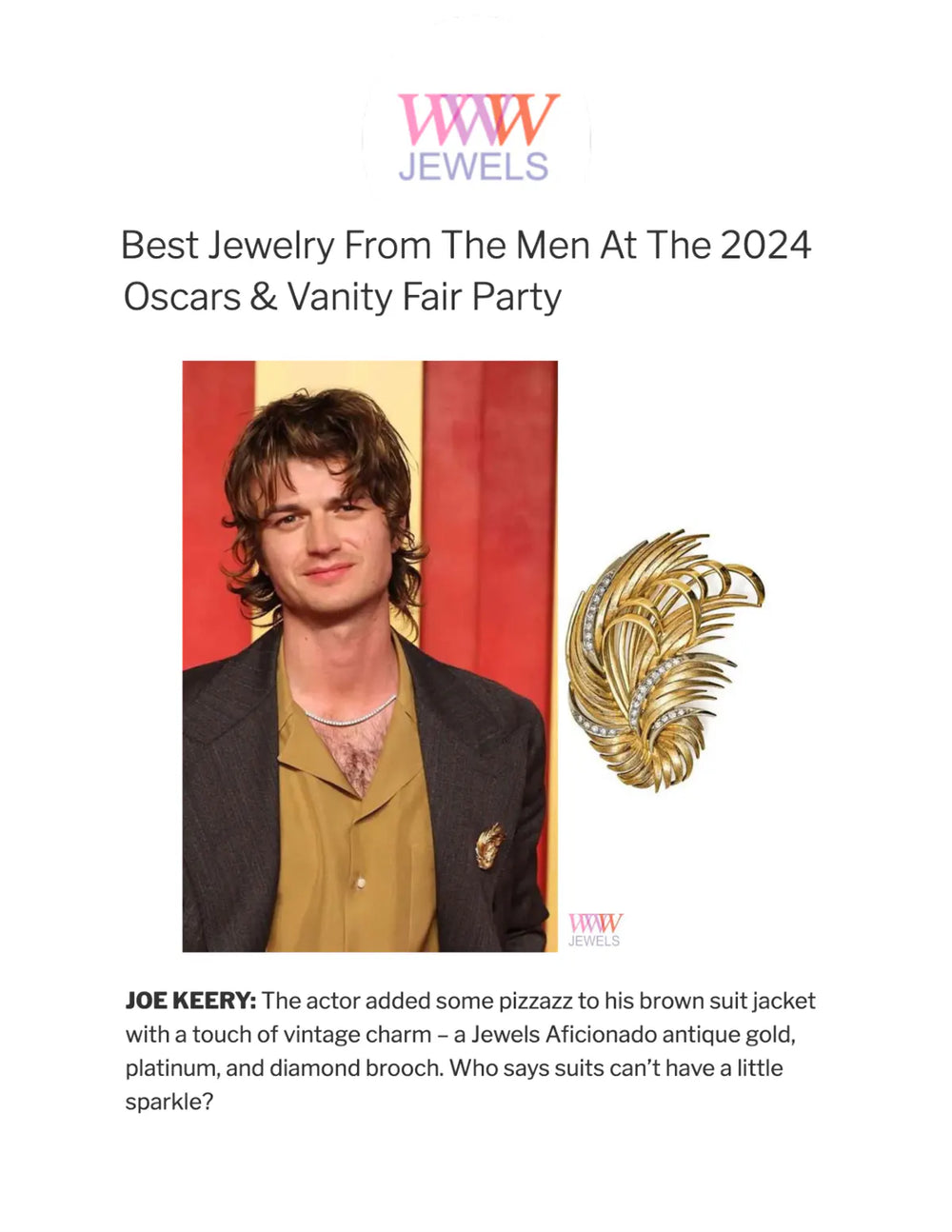 Best Jewelry From The Men At The 2024 Oscars & Vanity Fair Party