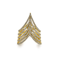 Thumbnail for Rings Yellow Gold Diamond Set Chevron Ring Wrist Aficionado