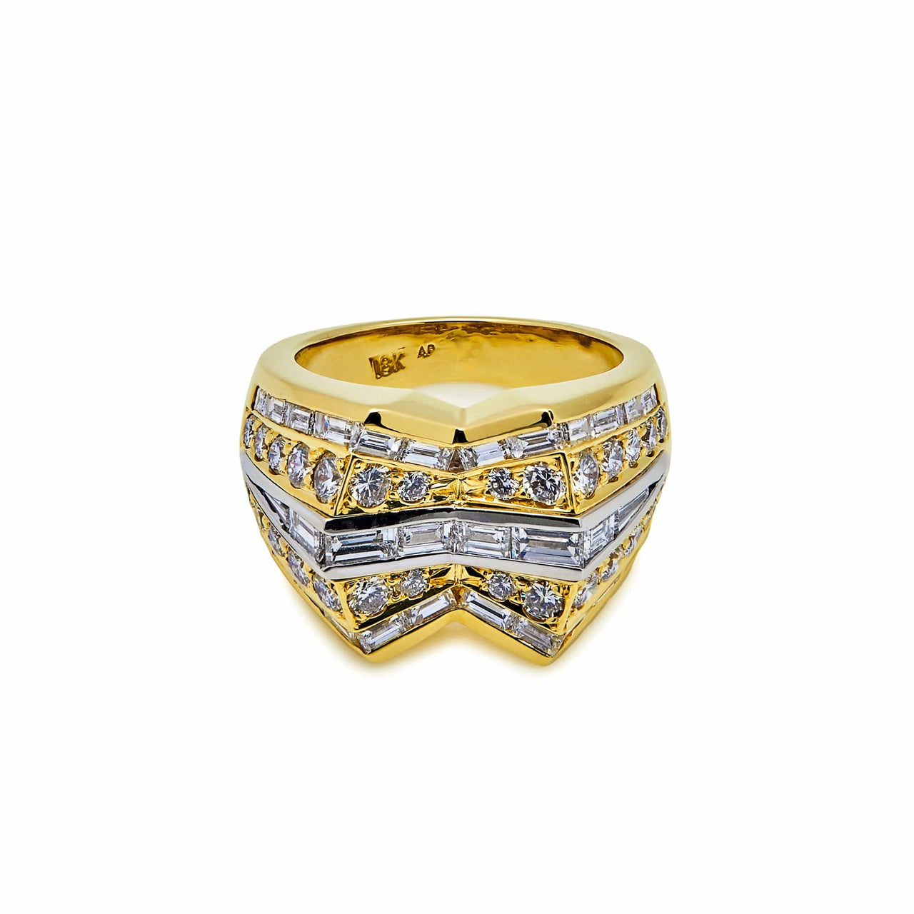 Yellow & White Gold Diamond Vintage "Bowtie" Ring Wrist Aficionado